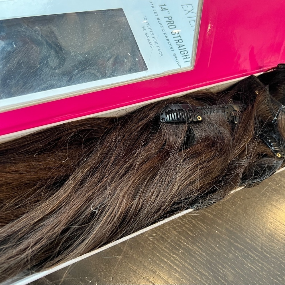 Donna Bella Hair Premium Clip In Extensions 14” Darkest brown and jet black - Picture 4 of 8